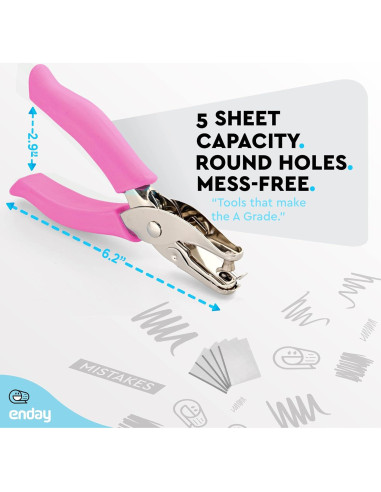 Perforadora de Papel Emraw 1 Agujero con Mango Acolchado - Paquete de 6