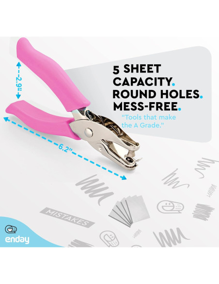 Perforadora de Papel Emraw 1 Agujero con Mango Acolchado - Paquete de 6