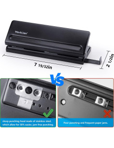 Perforadora Ajustable WORKLION 6 Agujeros A5 - 19.3 cm 2