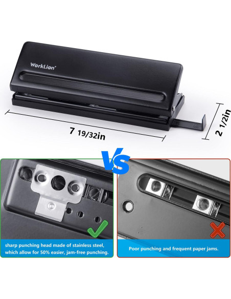 Perforadora Ajustable WORKLION 6 Agujeros A5 - 19.3 cm