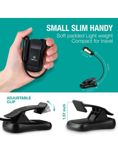 Luz de Libro Recargable Vekkia Ámbar 3 Brillos 3 Temperaturas