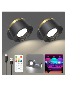 Juego de Apliques de Pared LED Speclux 2 Pcs Negro 3 Temperaturas