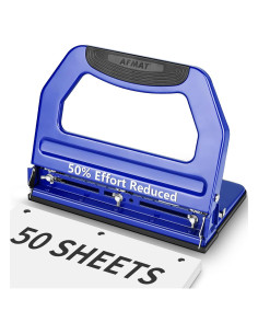 Perforadora de Papel AFMAT 3 Agujeros 50 Hojas Azul