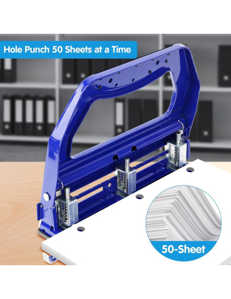 Perforadora de Papel AFMAT 3 Agujeros 50 Hojas Azul