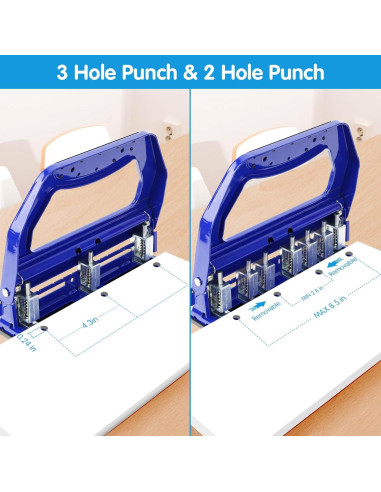 Perforadora de Papel AFMAT 3 Agujeros 50 Hojas Azul