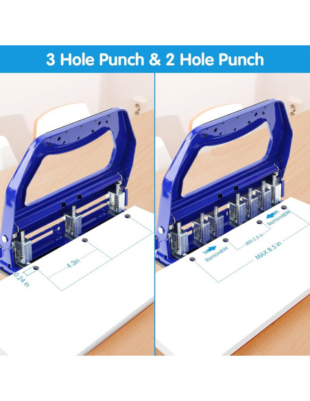 Perforadora de Papel AFMAT 3 Agujeros 50 Hojas Azul