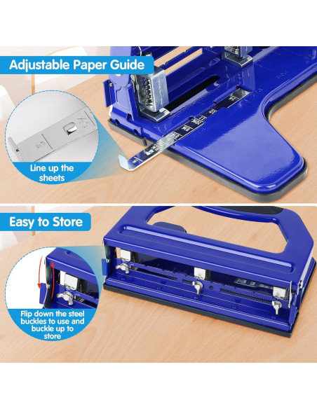Perforadora de Papel AFMAT 3 Agujeros 50 Hojas Azul