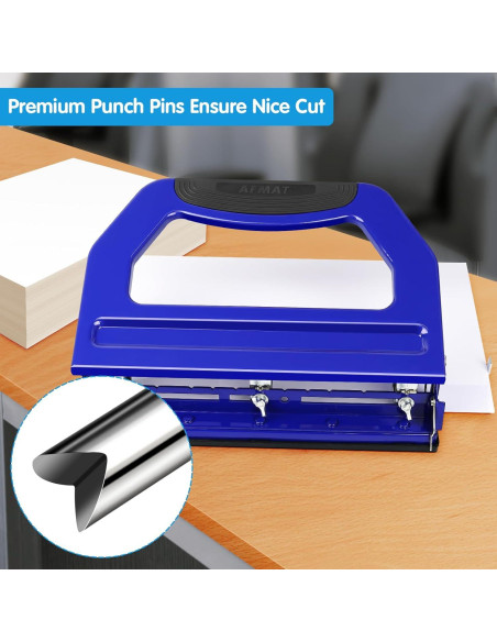 Perforadora de Papel AFMAT 3 Agujeros 50 Hojas Azul