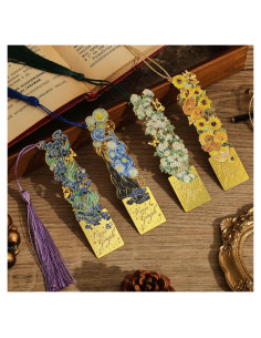 4 Marcadores de Metal con Borlas Emmoolife - Pintura al Óleo