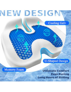 Cojín de Asiento de Gel y Espuma TOYALI CST-ZD Negro 45x46 cm 2