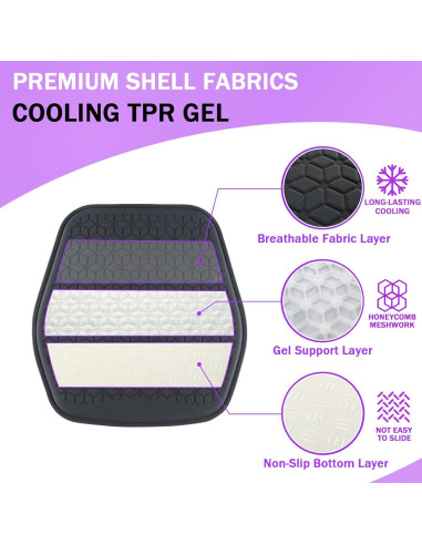 Cojín de Gel Antideslizante Binsheo para Asiento de Coche y Oficina