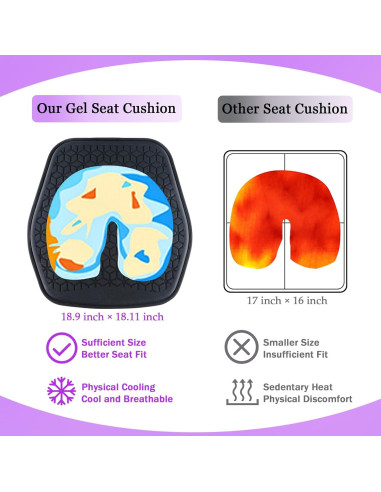 Cojín de Gel Antideslizante Binsheo para Asiento de Coche y Oficina