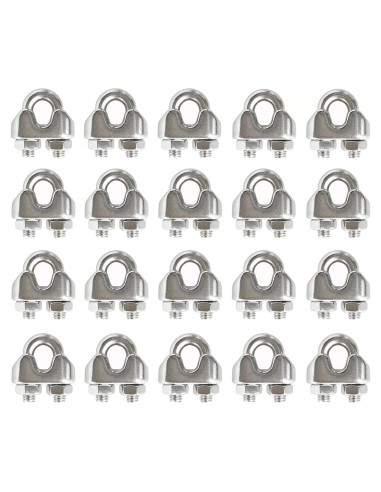 20 Clips de Cable de Acero Inoxidable HEVER M3 17x8.5mm