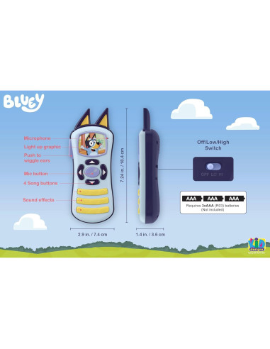 Control Remoto Musical eKids Bluey para Niños 3-6 Años