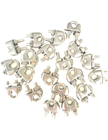 20 Clips de Cable de Acero Inoxidable HEVER M3 17x8.5mm