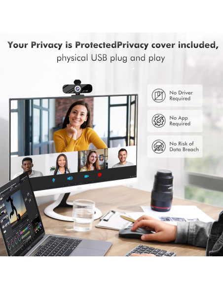 Cámara Web HD 1080P Gohero con Micrófono y Lente Gran Angular