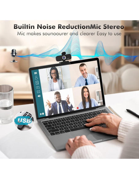 Cámara Web HD 1080P Gohero con Micrófono y Lente Gran Angular