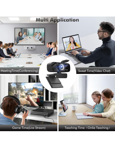 Cámara Web HD 1080P Gohero con Micrófono y Lente Gran Angular