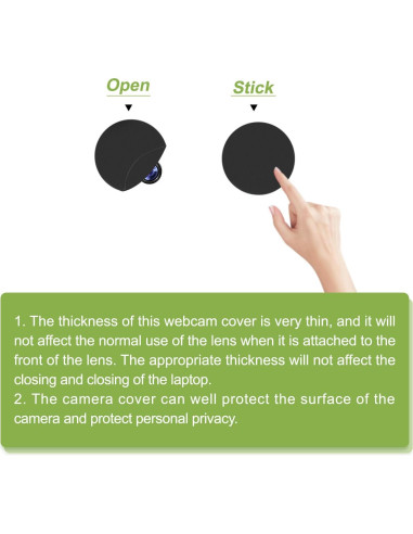 Cubierta de Webcam Deslizante MECCANIXITY 12 Paquete Negra