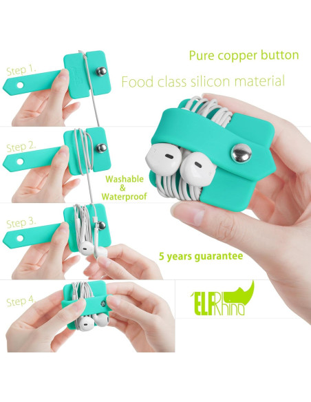 Organizador de Auriculares ELFRhino de Silicona Azul 5cm