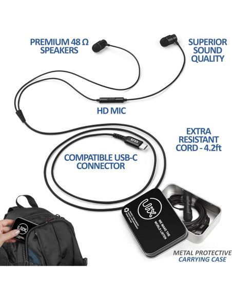 Auriculares USB-C UliX Rider con Aislamiento de Sonido