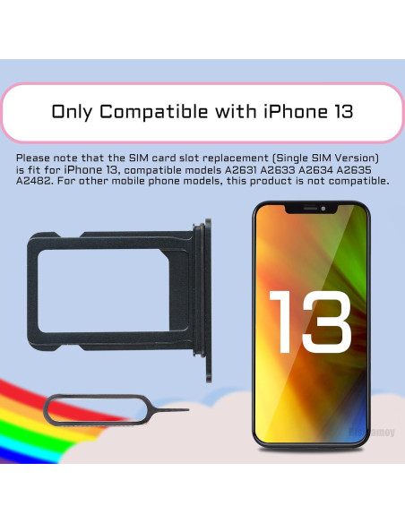 Bandeja de Tarjeta SIM iPhone 13 Negra con Herramienta de Extracción Bandeja de Tarjeta SIM iPhone 13 Negra con Herramienta de Extracción