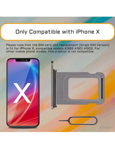 Bandeja de tarjeta SIM negra para iPhone X - Risidamoy