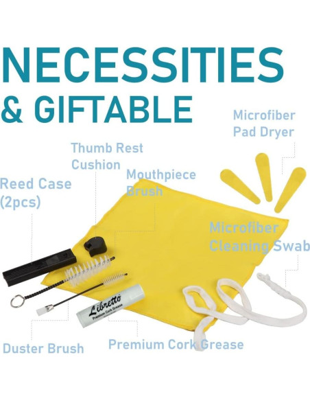 Kit de Cuidado para Clarinete Libretto - Cepillos, Paño y Grasa