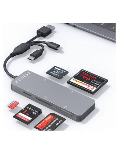 Lector de Tarjetas 5 en 1 Ardaddyn AR-USB-M14 USB-C Lightning
