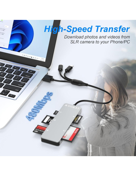 Lector de Tarjetas 5 en 1 Ardaddyn AR-USB-M14 USB-C Lightning