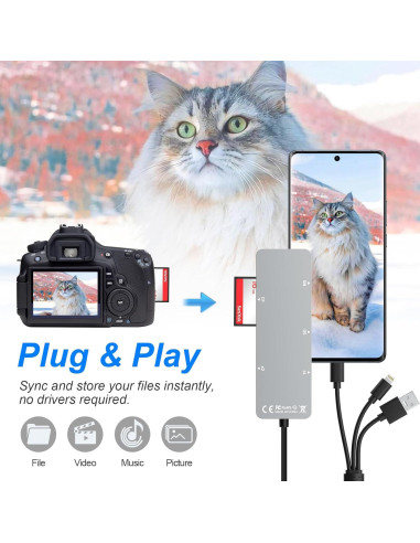 Lector de Tarjetas 5 en 1 Ardaddyn AR-USB-M14 USB-C Lightning