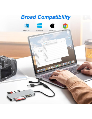 Lector de Tarjetas 5 en 1 Ardaddyn AR-USB-M14 USB-C Lightning