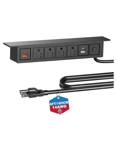 Tira de Alimentación Bajo Escritorio BTU 8 en 1 con USB-C y USB-A