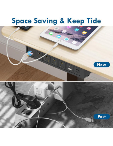 Tira de Alimentación Bajo Escritorio BTU 8 en 1 con USB-C y USB-A