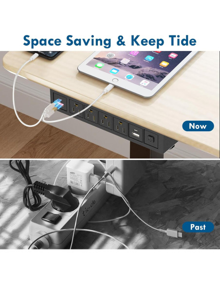 Tira de Alimentación Bajo Escritorio BTU 8 en 1 con USB-C y USB-A