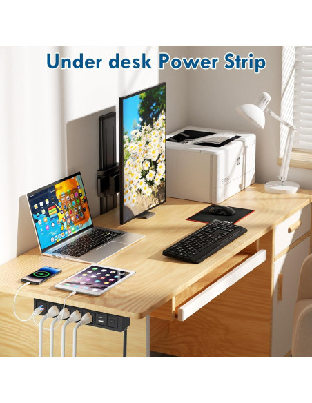 Tira de Alimentación Bajo Escritorio BTU 8 en 1 con USB-C y USB-A