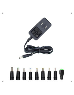 Adaptador de Alimentación 12V 1A Genérico con 9 Conectores