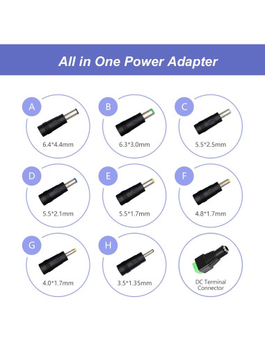 Adaptador de Alimentación 12V 1A Genérico con 9 Conectores