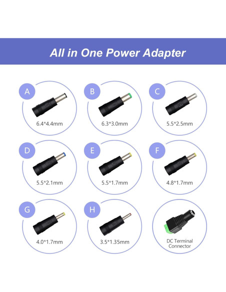 Adaptador de Alimentación 12V 1A Genérico con 9 Conectores