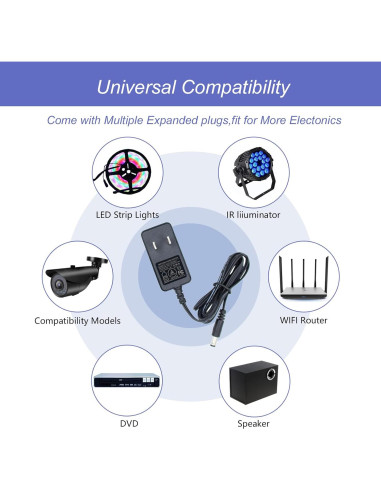 Adaptador de Alimentación 12V 1A Genérico con 9 Conectores