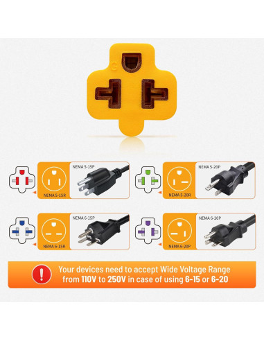 Adaptador de Poder MECMO 12AWG 1 Pie 15A a 20A NEMA