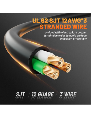 Adaptador de Poder MECMO 12AWG 1 Pie 15A a 20A NEMA