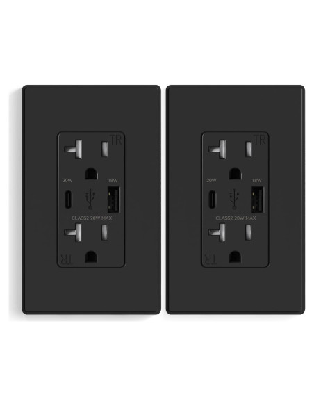 Toma de Corriente USB ELEGRP 20A Carga Rápida 20W Paquete de 2 Toma de Corriente USB ELEGRP 20A Carga Rápida 20W Paquete de 2