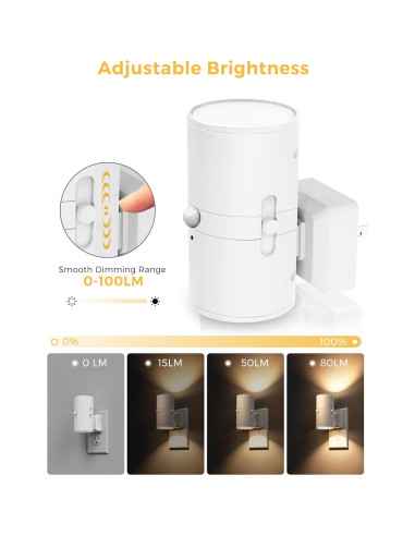 Luz Nocturna Regulable LOHAS con Sensor de Movimiento 3000K