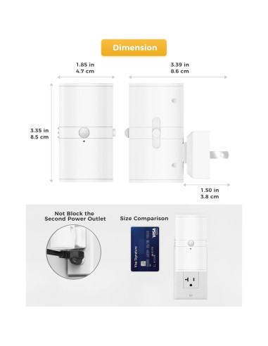Luz Nocturna Regulable LOHAS con Sensor de Movimiento 3000K