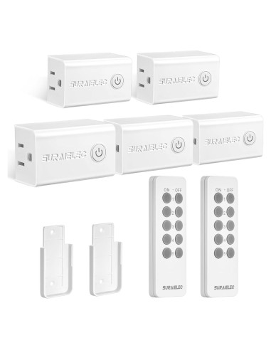 Kit Interruptor Enchufe Control Remoto SURAIELEC - 5 Enchufes, 2 Remotos, 15A