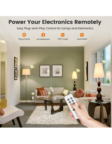 Kit Interruptor Enchufe Control Remoto SURAIELEC - 5 Enchufes, 2 Remotos, 15A