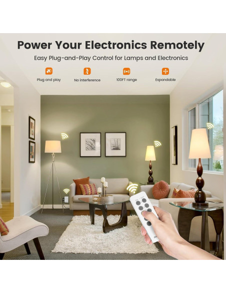 Kit Interruptor Enchufe Control Remoto SURAIELEC - 5 Enchufes, 2 Remotos, 15A