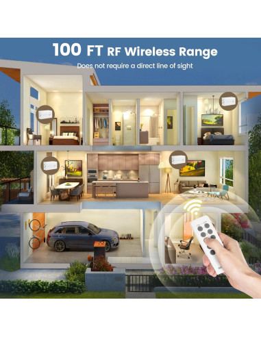 Kit Interruptor Enchufe Control Remoto SURAIELEC - 5 Enchufes, 2 Remotos, 15A