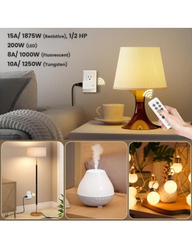 Kit Interruptor Enchufe Control Remoto SURAIELEC - 5 Enchufes, 2 Remotos, 15A